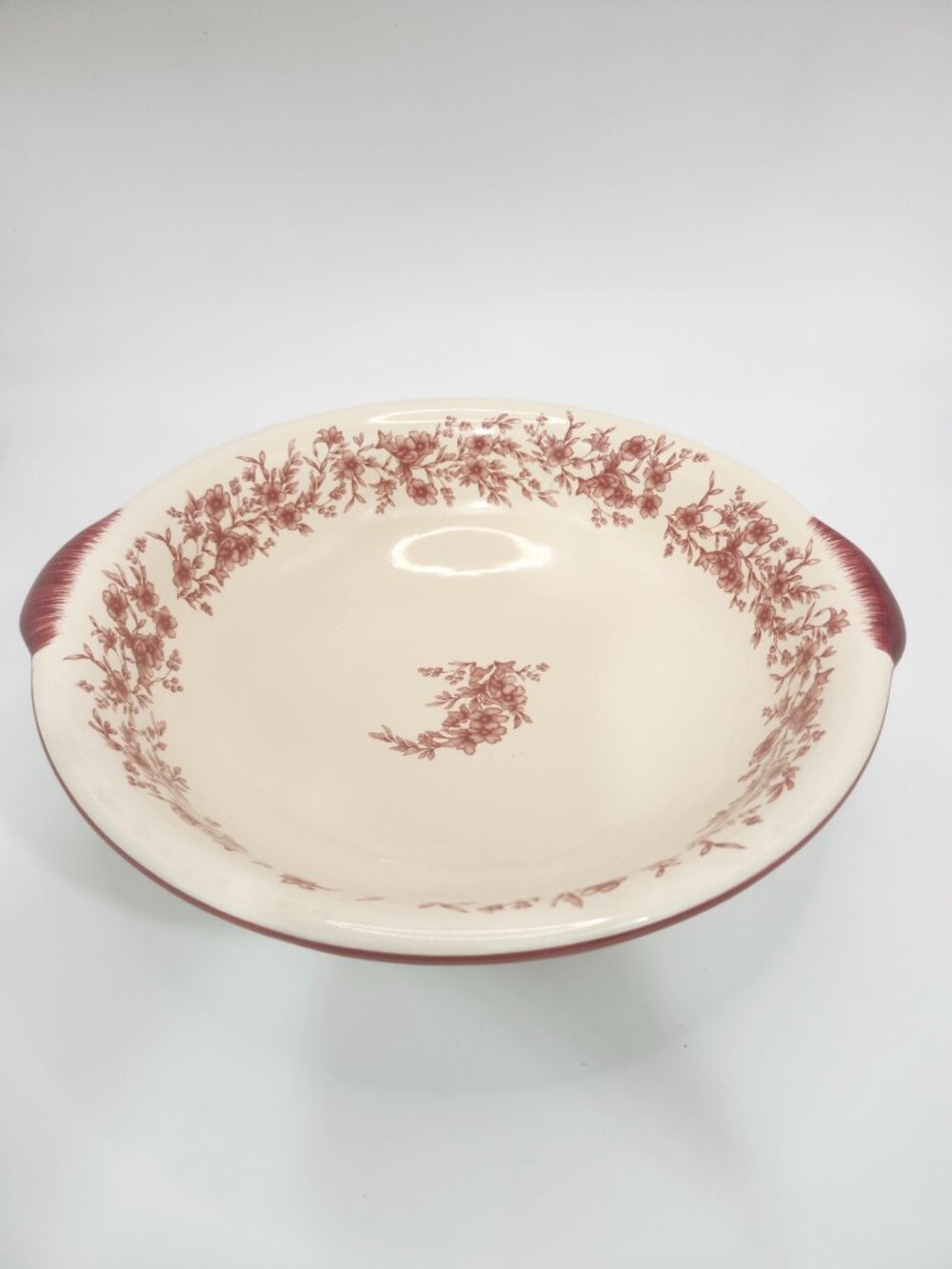Vintage Cracker Barrel Red Transferware Serving Bowl